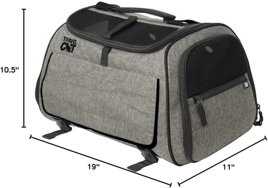 Carrier Bag - Portable Comfort Soft Sided Transpurrter Cat Carrier for Small Medium Cats Kitten up to 30 Lbs Airline Approved Backpack with Shoulder Strap (Heather Grey)