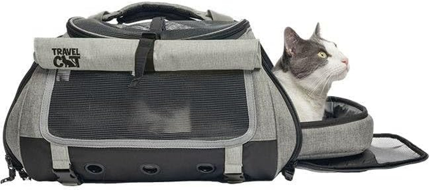 Carrier Bag - Portable Comfort Soft Sided Transpurrter Cat Carrier for Small Medium Cats Kitten up to 30 Lbs Airline Approved Backpack with Shoulder Strap (Heather Grey)